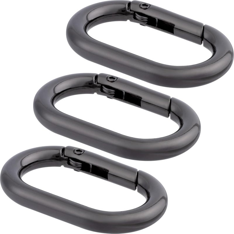 STSTR 3pcs Oval Spring Ring Clips, Metal Keyring Purse Clip, Heavy Duty Opening O Ring Carabiner for Keychains,Backpacks, Keys - Image 1